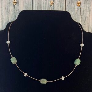 Silpada .925 Silver Elegant Green and White Beaded Necklace